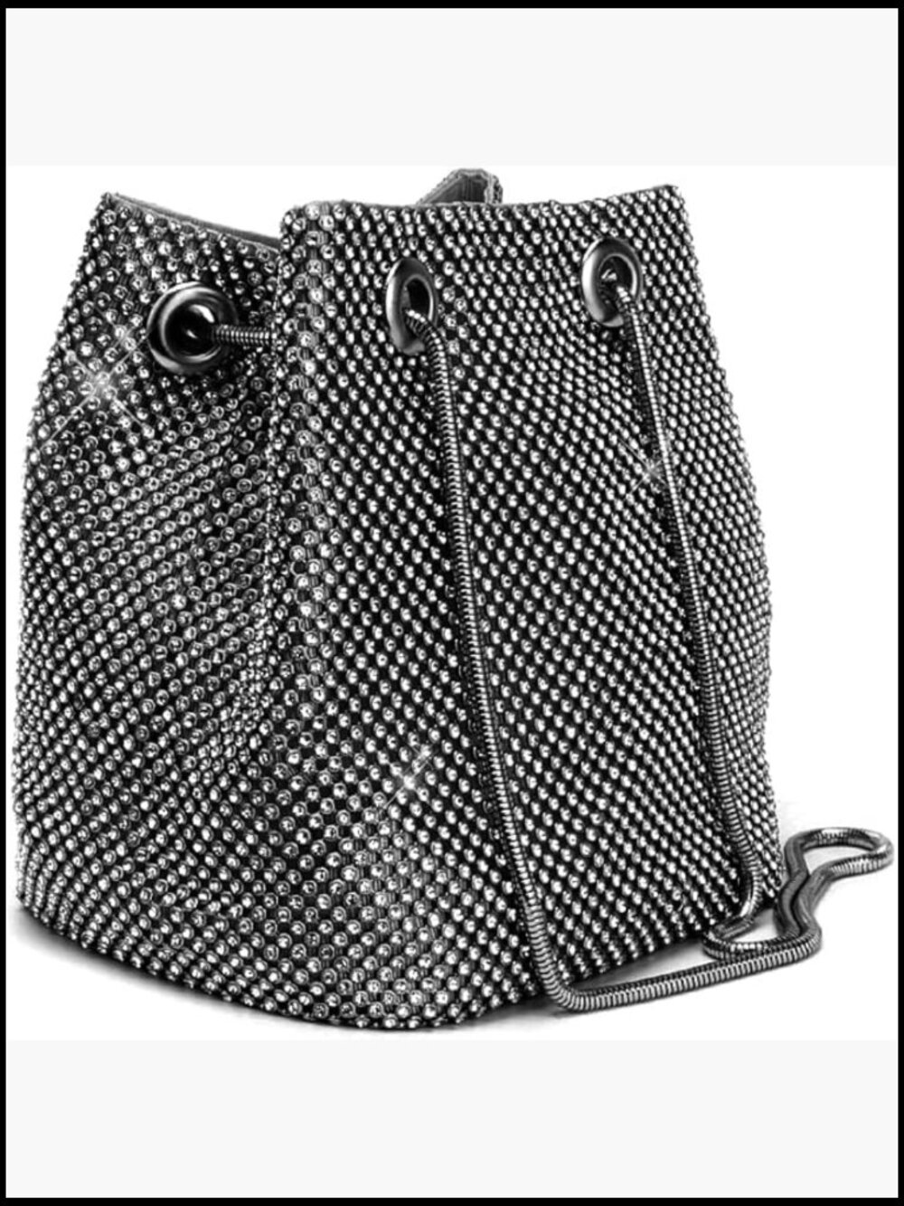 Rhinestone Bucket Bag Shining Evening Party Clutch Shoulder Chain Bag Women